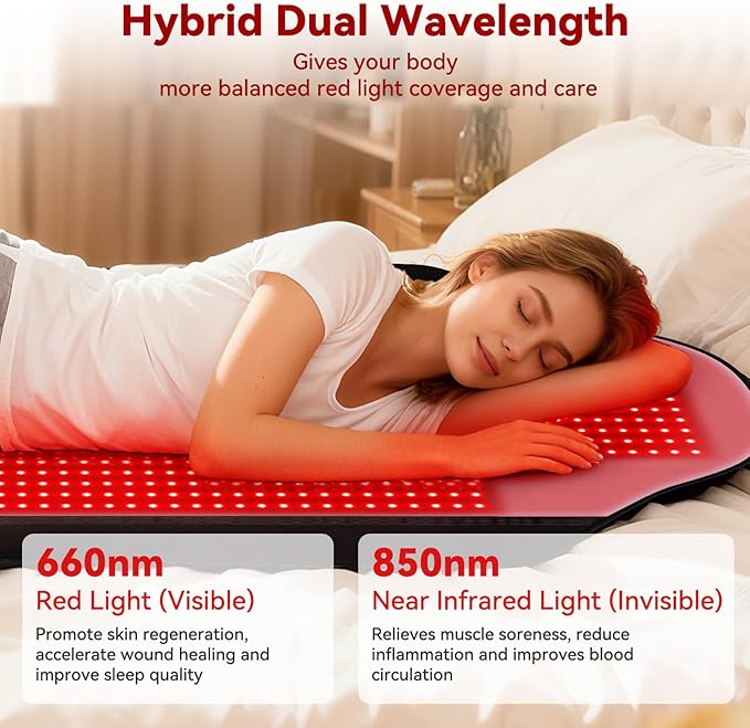 Red Light Therapy Mat for Full Body 74*35 Largest Infrared Red Light Therapy Mat with 1444 LEDs Upgraded Premium TPU Dual Wavelength Infrared Blanket for Back Waist Belly Knee Joint Muscle