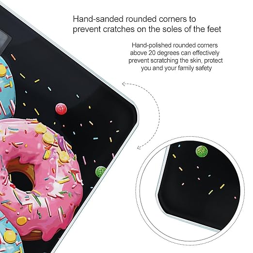 Donut Bathroom Scale for Body Weight Bathroom Digital Electronic Weighing Scale with Back Lit LED Display Sturdy Tempered Glass Weight Watchers Scales 400lb