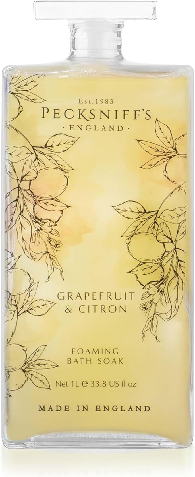Pecksniff’s Grapefruit &amp Citron Foaming Bath Soak – Luxury Bubble Bath 1L / 33.8 fl oz Made in England
