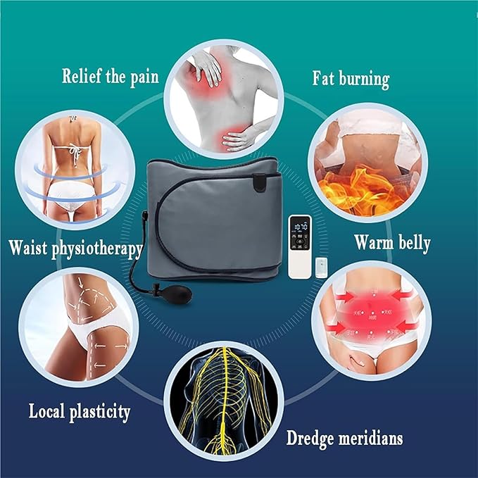 Heated Slimming Therapy Belt Electric Heating Massager Belt with Hot Compress Vibration Relieves Muscle Tension for Back Waist Shoulder Pain Relief Gifts for Women at Home.