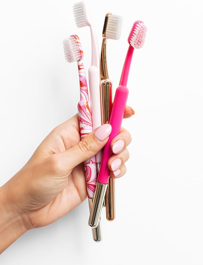 TRASK The Better Brush - Luxury Soft Bristle Dentist Designed Manual Toothbrush for Adults Rose Blush