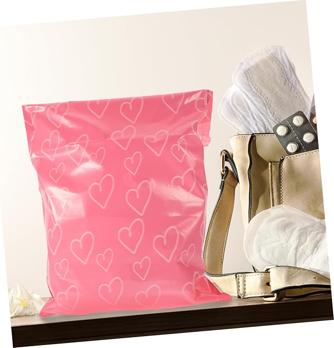 Healeved 100pcs Sanitary Bags for Women Pink Packaging Feminine Pads Disposable Menstrual Pouches Leak Lightweight