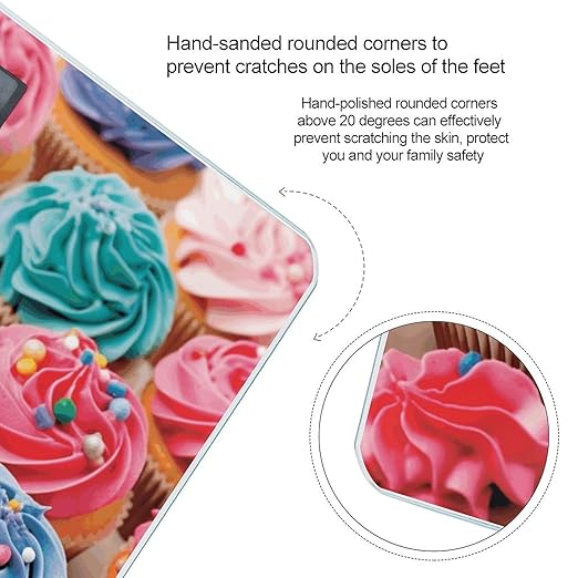 Birthday Cupcakes Bathroom Scale for Body Weight Bathroom Weighing Scale with Backlit LCD Display Highly Accurate Measures Weight Up to 180kg
