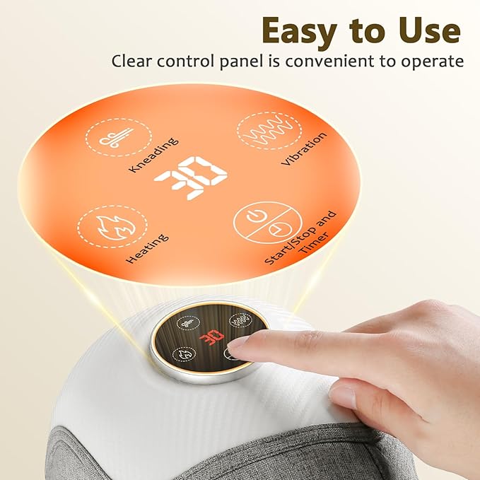 Electric Knee Massager with Heat 3 Heating and Vibration and Kneading Modes Deep Relaxation Relief Fatigue 5000mAh Battery Portable Cordless Adjustable Straps Gift for Men Women Gray 1 Pack