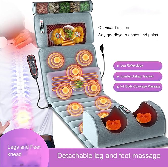 Full Body Electric Massage Mat with Heat PadFull Body Massage Bed with Neck Massage Pillow10 Vibrating Motors 4 Heating Pads for Back ReliefMassagers for Neck Back
