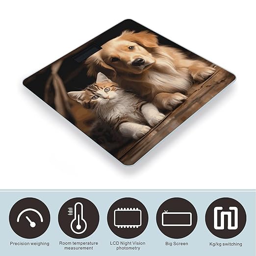 Digital Bathroom Scale for Body Weight Scale with Bright LCD Display High Accuracy Step-On Technology Auto On/Off Dog and Cat Digital Scales 400 Lbs /180kg