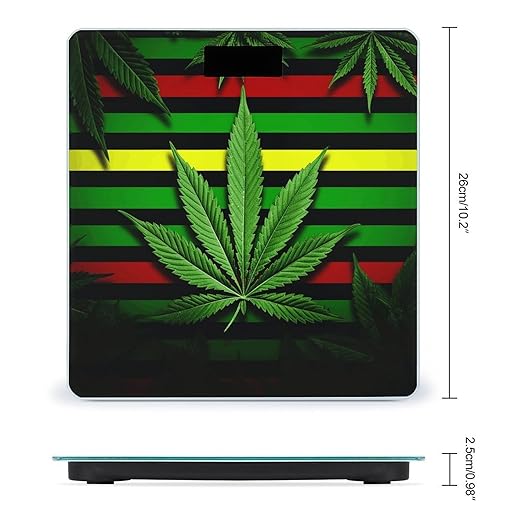 Weed Striped Bathroom Scale Rounded Smart Scale for Body Weight Automatic Power On/Off Weight Scales Accurate Bathroom Digital Scales for Pet Home Bedroom Kitchen