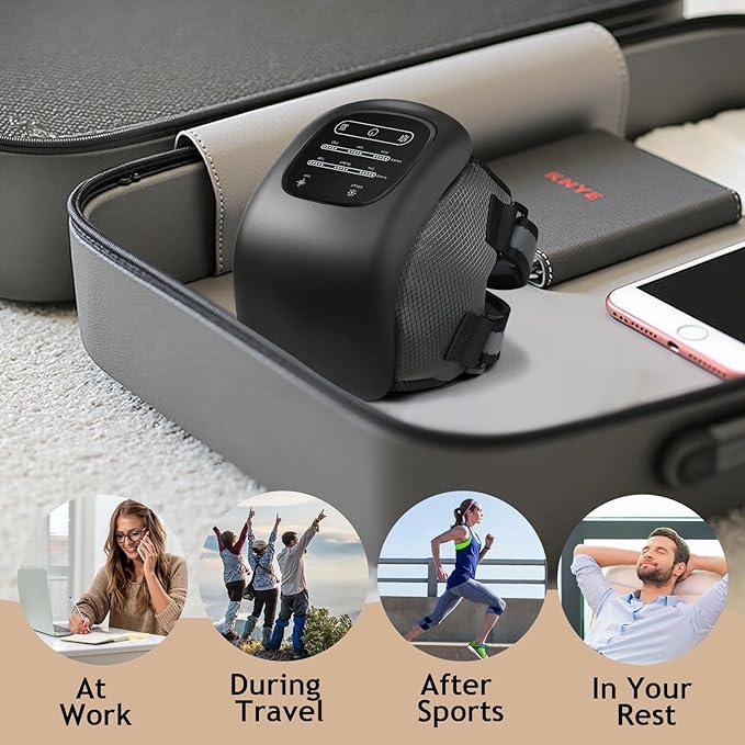 Knee Massager with Heat and Vibration Cordless Knee Massager for Pain Relief with LED Screen Adjustable Straps and Timer