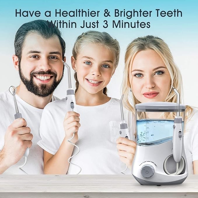 Water Flosser Water Flosser Teeth Cleaner for Family 6 Multifunctional Jet Tips IPX7 Waterproof10 Adjustable Modes for The Oral Care Needs of Family White
