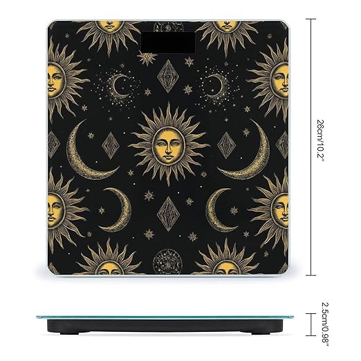 Men's Smart Scale for Body Weight Digital Bathroom Weighing Scale Automatic Switch Energy Saving Scale Sun Moon Star Gold Black