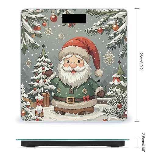 Cute Christmas Gnome Weight Scale Large Bathroom Scales Digital Weight with Bright LED Display Non Slip Automatic Weighing Scale Fashion Weighing Machine for Body