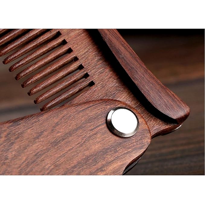 Personalized Folding Wooden Comb - Men's Beard Mustache &amp Hair - Miller Design