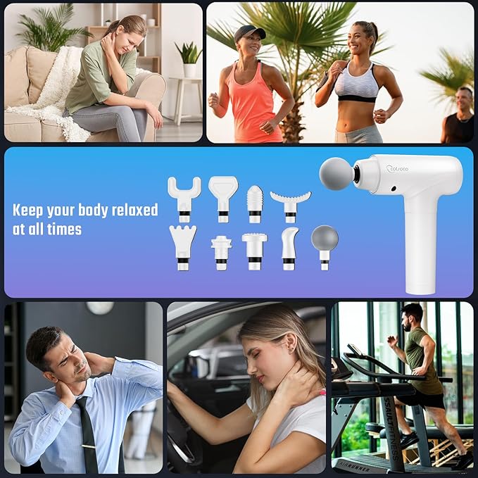 cotsoco Massage Gun Deep Tissue Muscle Massage Gun Back Massager for Pain Relief 20 Speeds Handheld Electric Massager Tool with Silent Brushless Motor Suitable for Gym Office Home Travel