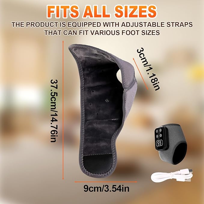 Foot Advanced Triple Method Massager 3-in-1 Heated Foot &amp Ankle Wrap Triple Technology Foot Massager Ankle 3-Speed &amp 5-Temperature Portable Foots Renew Massager for Home Travel Use (1pc)