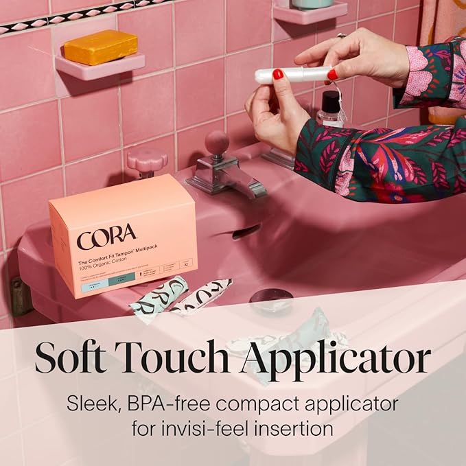 Cora Organic Feminine Care | Applicator and Non-Applicator Tampon Packs | Ultra-Absorbent Unscented Natural Non-Toxic | 72 Regular 72 Super Absorbency Tampons | Bundle Pack