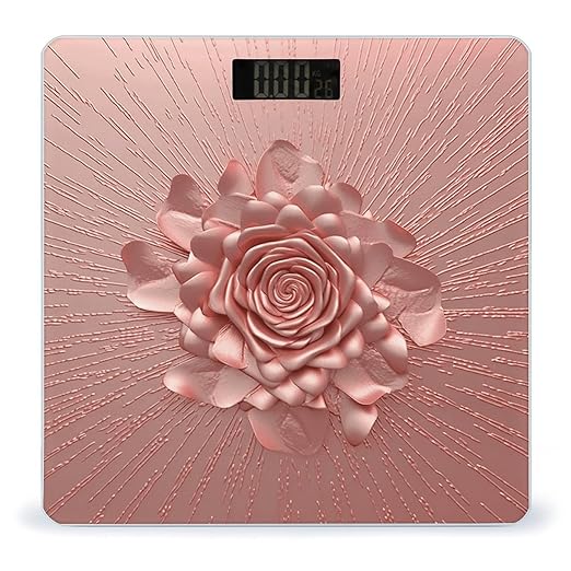 Rose Gold Pink Weight Scale Large Bathroom Scales Digital Weight with Bright LED Display Non Slip Automatic Weighing Scale Fashion Weighing Machine for Body