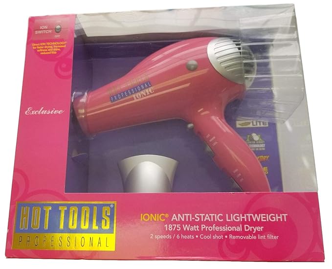 Hot Tools Professional Ionic Anti-Static Lightweight 1875 Watt Professional Dryer Model No. 1035RPK