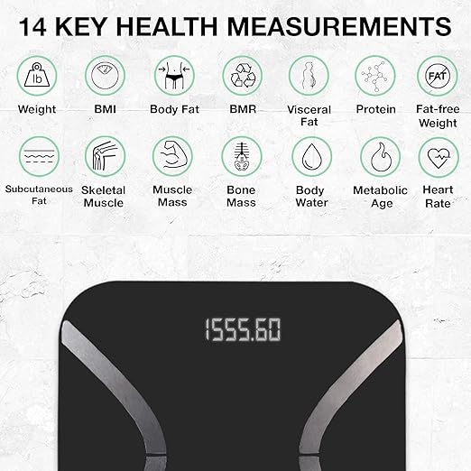 Korescale Gen2 Digital Smart Scale with BMI Body Fat Muscle Mass Weight | Highly Accurate Bathroom Scales Bluetooth Composition Analyzer | Compatible with KoreHealth Apple Health App (Black)