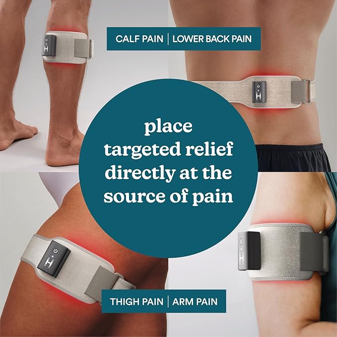 Homedics Wireless Infrared + Red Light Pain Therapy Wrap – Portable 850 nm Infrared &amp 660 nm Red Light LEDs Adjustable Strap Rechargeable Battery Targeted Muscle &amp Joint Relief