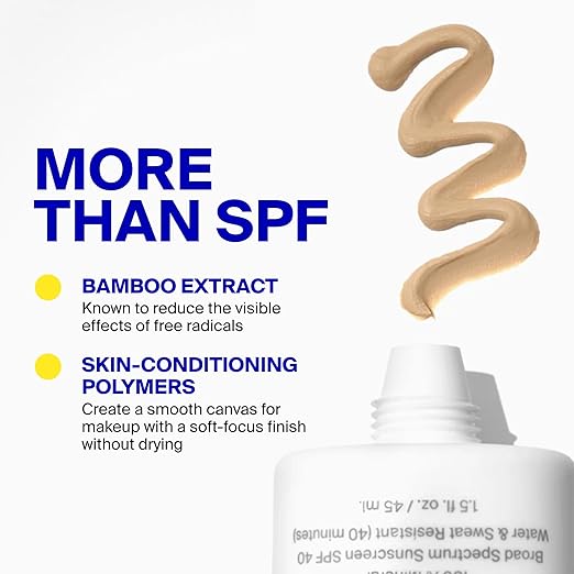 Supergoop! Mineral Mattescreen (SPF 40) - 100% Mineral Oil-Free Broad Spectrum Sunscreen - Smooths Skin’s Appearance Minimizes Pores &amp Controls Shine - Water &amp Sweat Resistant