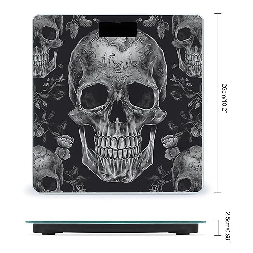 Skull Skeleton Weight ScaleClear LED Display Bathroom Digital Weighing ScaleTempered Glass Digital Bathroom Scale for Body Weight Capacity Up to 400 Lbs