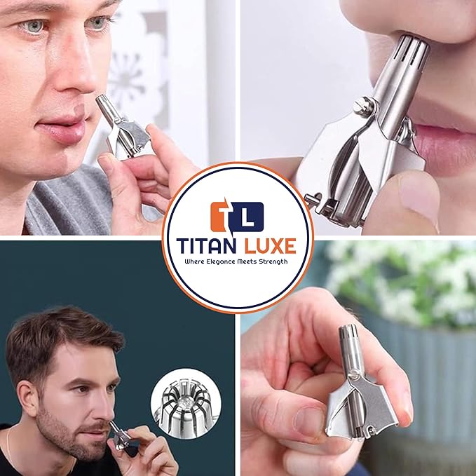 Stainless Steel Manual Nose Hair Trimmer for Men and Women | Manual Nose and Ear Hair Trimmer | Nose Clippers 360° Rotating Hair Trimmers | Washable Nosehair Remover - Pack of 3