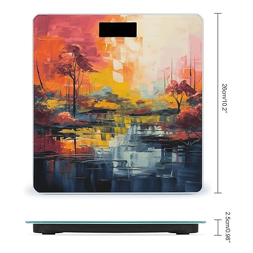 Colorful Painting Scale for Body Weight Anti-Slip Tempered Glass Digital Bathroom Scales Clear LCD Display Weighing Scale Safe Rounded Corners Smart Scales