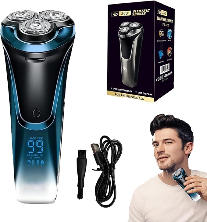 Snapbuy Electric Razor for Men Snapbuy Electric Razor Pro of Father 4D Floating Head Rotary Shaver2025 New Electri c Shaver with LCD Display &amp Quiet Motor IPX7 Waterproof (Blue)