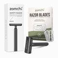 Zomchi 100 Counts Double Edge Razor Blades 2.0 with Premium Metal Razor