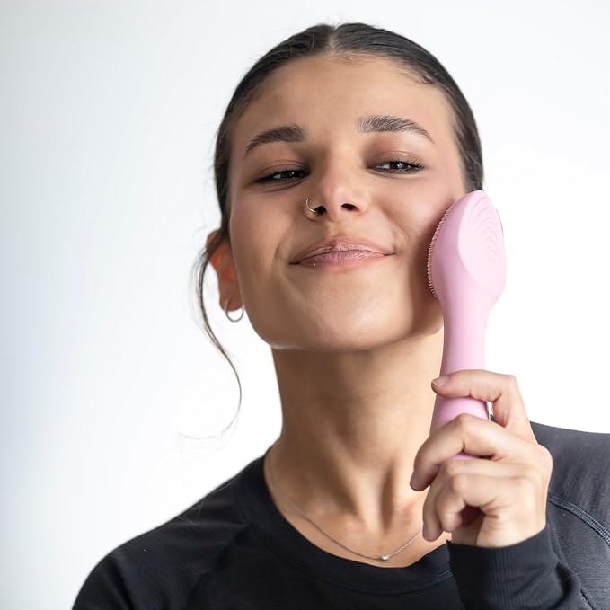 Pop Sonic Spade Facial Cleansing Device - Facial Massager to Cleanse Massage &amp Infuse - Soft Silicone Bristles w/ 12000 Vibrations Per Minute - Waterproof Face Brush Cleanser