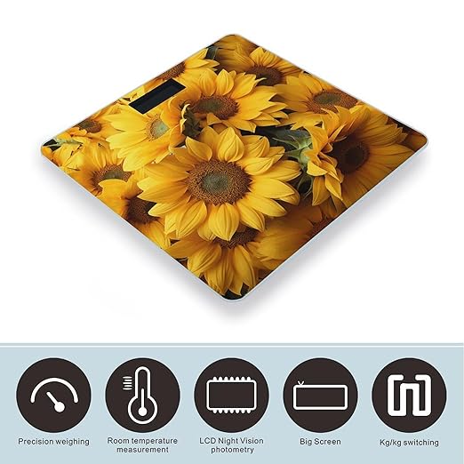 Many Sunflowers Smart Scale for Body Weight Accurate Bathroom Scale with LED Display Digital Weight Scales Weighing Machine High Precision Scales for Bath Home