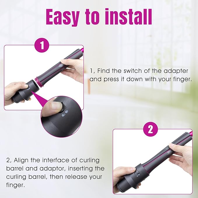 1.2 Inch/30MM Long Hair Curling Iron Barrels for Dyson Airwrap HS01 HS05 Attachment Parts Hair Tool with Adaptor for Dyson Hair Dryer Converting to Airwrap Styler 1 Pair