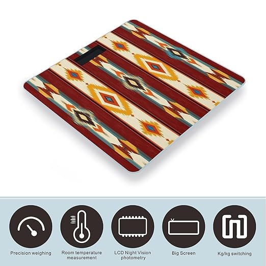 Automatic Switch Digital Bathroom Weighing Scale Smart Scale for Body Weight Indiana Western Southwest Ethnic Tribal Navajo
