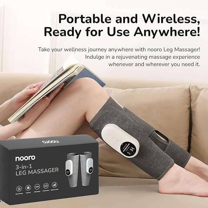 nooro 3-in-1 Leg Massager - Advanced System - Support for Legs and Feet Discomfort Helps with Muscle Stiffness Stimulates Natural Calf Wellness