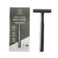 Single Blade Safety Razor for Men &amp Women (Onyx) Premium Aluminum Handle Reusable &amp Plastic-Free – Smooth Close Shave with Less Irritation – Includes 10x Blades &amp Travel Bag - Onyx