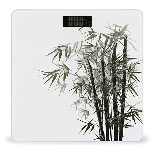 Asian Bamboo Scale for Body Weight High Precision Digital Weight Scales with LCD Display Anti-Slip Sturdy Slim Tempered Glass Bathroom Scale for Home Use
