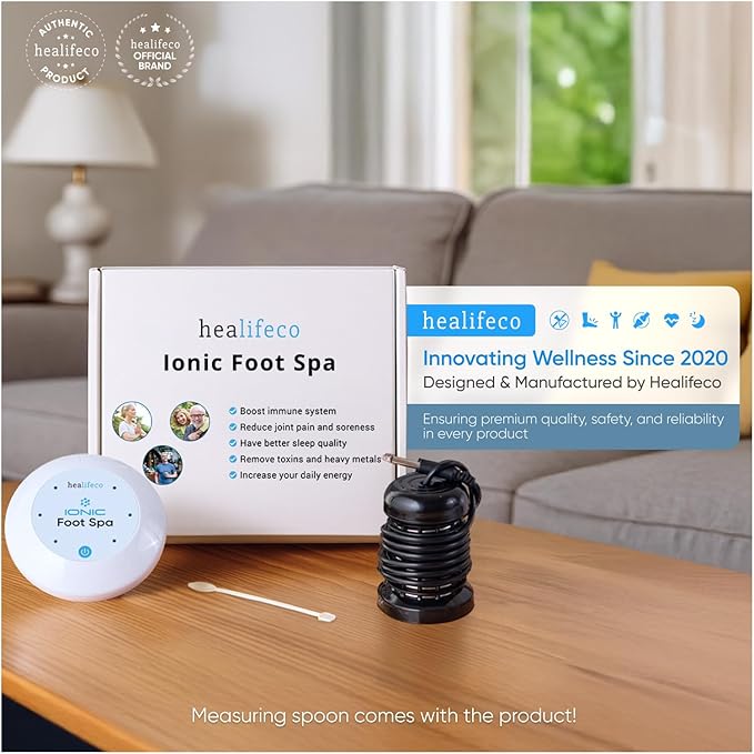 Ionic Foot Spa by Healifeco – Ion Foot Bath Detox Machine - For Toxins &amp Heavy Metals – Activates 2000 Foot Detox Nodes – Easy 30-Min Home Detox – 90000+ Happy Users Trust It - With Basin