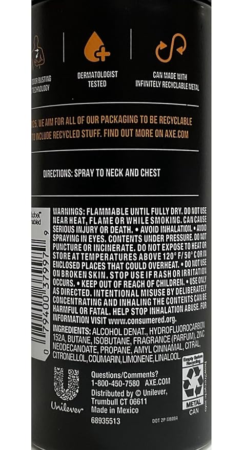 Axe Body spray Dark Temptation Size 4 Ounce (Pack of 6) by AXE