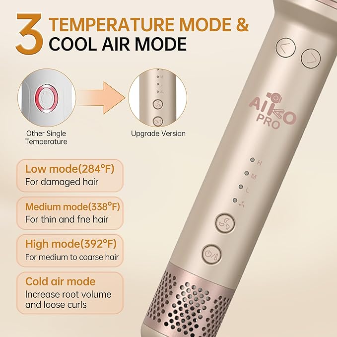 1.5 Inch Auto Rotating Curling Brush Spinning Heated Thermal Round Brush Volumizer 3 in 1 Ionic Hair Brush Styler for Long Medium Hair 3 Temp Settings 30S Fast Heat-Up Dual Voltage