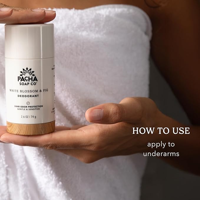 Pacha Soap Co. Aluminum-Free Deodorant - Santal &amp Amber Scented 24-Hour Odor Protection for Gentle &amp Sensitive Skin Clean Ingredients Baking Soda-Free Made in the USA 2-Pack (2.6 oz Each)