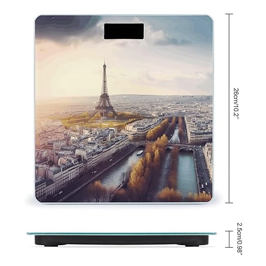 Aerial View of Paris Cityscape Bathroom Scale Weight Scale for Body WeightHighly Accurate Digital Weighing Machine Clear LED Display Digital Bathroom Body Scale 400lb/182kg