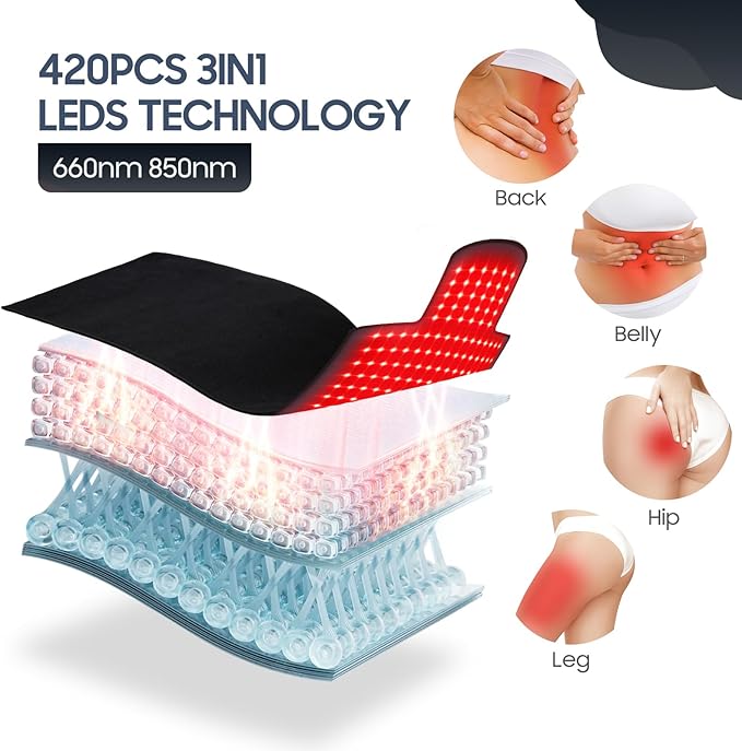 LITDUCK Body Red Light Therapy Mat Eligible Red Light Therapy Blanket 2in1 LEDs(660nm&amp 850nm) Premium Leather Adjustable Timer &amp Intensity 36.3*15.8