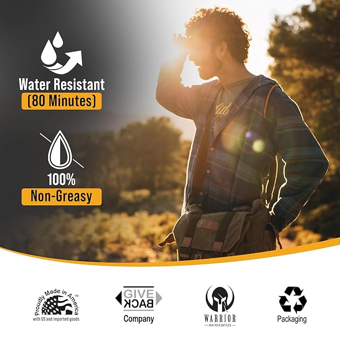 Warrior SPF 50 Sunscreen Lotion (2 Pack) - Reef Safe Unscented Lotion Water Resistant - 3 Fl. Oz Each - Carabiner Clip for Travel Products and More