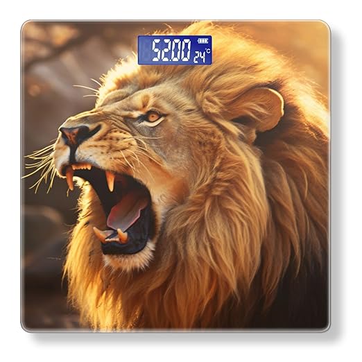 Digital Scale for Body Weight Highly Precision Bathroom Weight Scale 400 lbs with Backlit Display Personalized Scale for Home-Majestic Lion Roaring in The Savannah