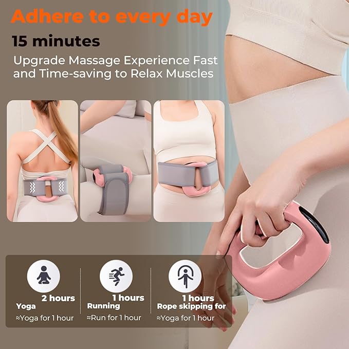 Deep Tissue Percussion Muscle Massage Gun: with Heat Adjustable Intensity and Speed Super Quiet USB-C Rechargeable Portable Pain Relief for Athletes and Everyone Ideal Gift（Pink）