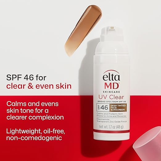 EltaMD UV Clear Tinted Face Sunscreen SPF 46 Oil Free Sunscreen for Sensitive Skin with Zinc Oxide Dermatologist Recommended