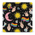 Men's Fashion Automatic Switch Digital Bathroom Weighing Scale Smart Scale Retro Tarot Card Rainbow Moon Sun Black