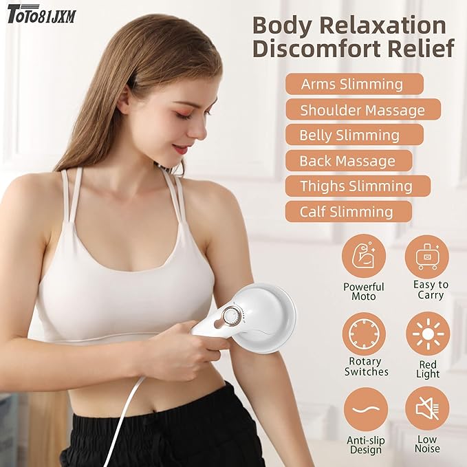 Handheld Cellulite Massager Body Sculpting Machine Lymphatic Drainage Massager Stomach Massager with Lipo Roller for Belly Fat Electric Vibrating Massage wand for Butt Waist Leg Arms Used at home.