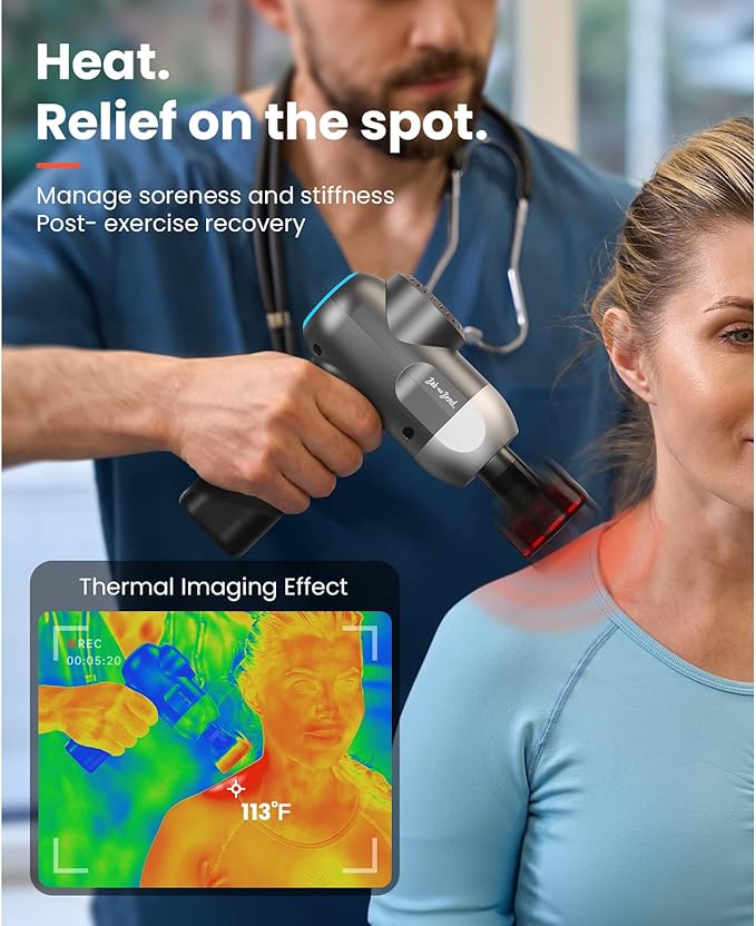 BOB AND BRAD C2 Plus Massage Gun with Heat Deep Tissue Percussion FSA Massager Gun for Athletes &amp Pain Relief Electric Handheld Back Neck Shoulder Muscle Massager HSA Eligible Gift