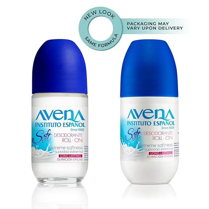 Avena Instituto Español Deodorant Roll-On 3 Pack of 2.5 Oz Bottles Oat-Based Formula for Softness and 48 Hours Freshness